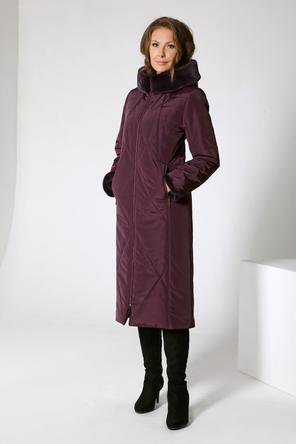 Женское зимнее пальто Dizzyway арт. DW-21403, цвет ежевичный, фото 2