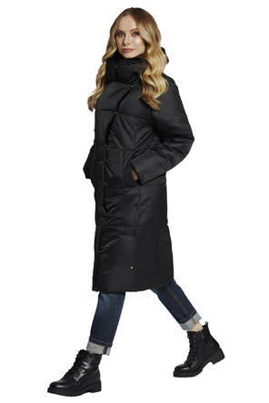 Зимнее пальто с капюшоном Димма арт 2110 цвет черный, фото 3