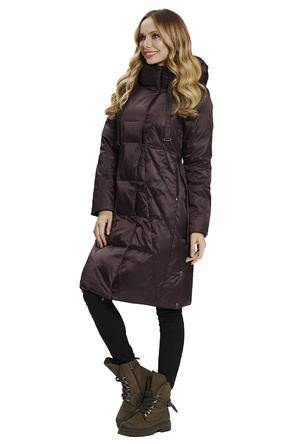 Зимнее пальто с капюшоном Димма артикул 2119 цвет баклажан vid 1
