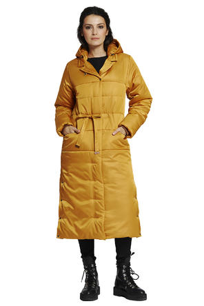 Женское зимние пальто Алькамо цвет горчичный, фото 2
