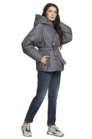 Зимняя куртка с капюшоном Димма артикул 2114 цвет сиреневый вид 2