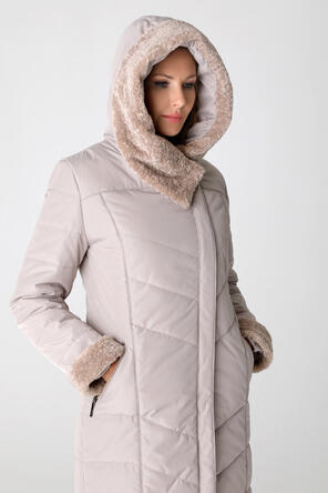 Зимнее стеганое пальто DW-21407, цвет песочно-серый foto 2