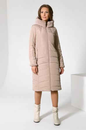 Зимнее женское пальто с капюшоном DW-22410, цвет бежевый, фото 1