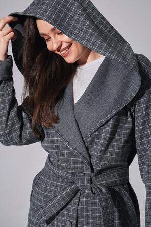 Драповое пальто с капюшоном Эван, цвет серый, фото 4