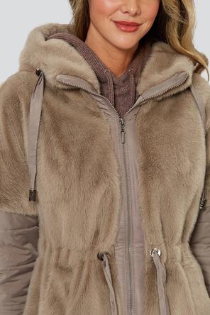 Зимнее пальто с капюшоном Беллини Димма артикул 2305 цвет табачный