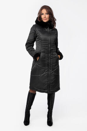 Зимнее пальто длинное DW-21404, цвет черный, вид 1