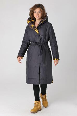 Зимнее пальто с принтом DW-23417, цвет желтый, вид 1