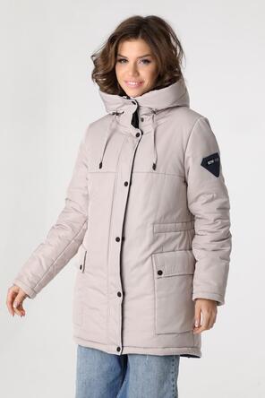 Зимняя женская куртка с капюшоном, цвет бежевый, фото 4