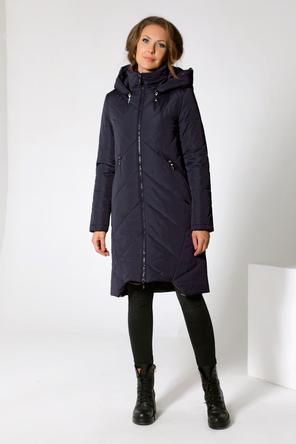 Длинное стеганое пальто DW-22412 на зиму, цвет темно-синий, фото 1
