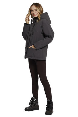 Зимняя куртка женская с капюшоном Димма артикул 2124 цвет темно серый, вид 3