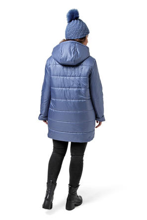 Зимняя женская куртка с отстегивающимся капюшоном, цвет светло синий