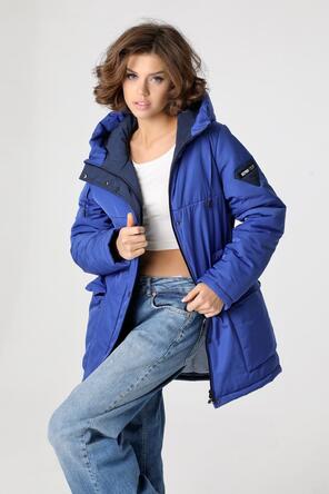 Зимняя женская куртка с капюшоном, цвет синий, фото 4