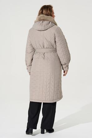 Пальто зимнее с капюшоном от D'imma Fashion цвет табачный, вид 2