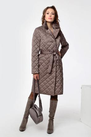 Классическое стеганое пальто DW-22302, цвет серо-коричневый, фото 03