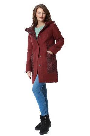 Пальто с капюшоном Роберта, цвет бордовый