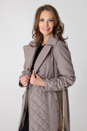 Стеганое пальто DW-23309, цвет серо-коричневый фото 4