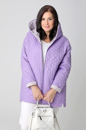 Женская стеганая куртка plus size DW-24126, цвет сиреневый, фото 5