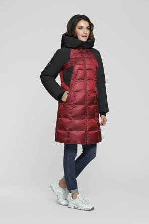 Зимнее пальто с капюшоном DIMMA артикул 2003 цвет бордовый