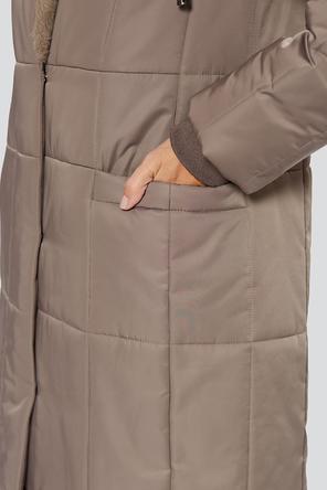 Зимнее пальто с капюшоном Мелисса Димма артикул 2315 цвет табачный фото 10