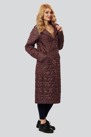 Стеганое пальто с капюшоном Эсти, цвет баклажановый, фото 1