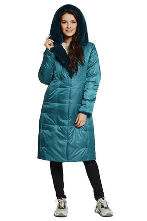 Зимнее пальто с капюшоном Димма арт 2110 цвет бирюзовый, фото 1