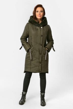 Зимнее пальто с мехом DW-21410, цвет темно-хаки, вид 1