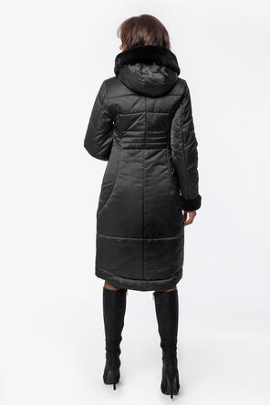 Зимнее пальто длинное DW-21404, цвет черный, вид 4