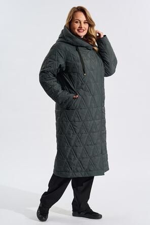 Зимнее пальто с капюшоном Димма цвет темный серо-синий, вид 1