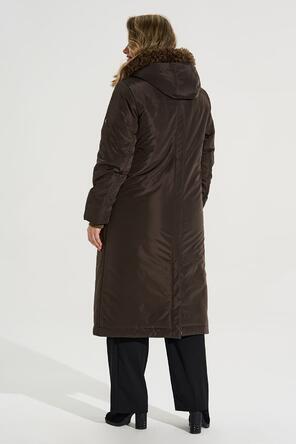 Зимнее пальто с капюшоном Макарена артикул 2400 цвет коричневый, фото 4