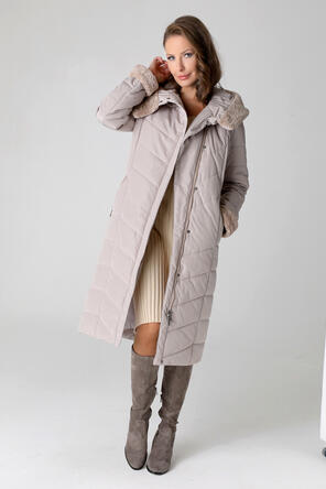 Зимнее стеганое пальто DW-21407, цвет песочно-серый foto 3