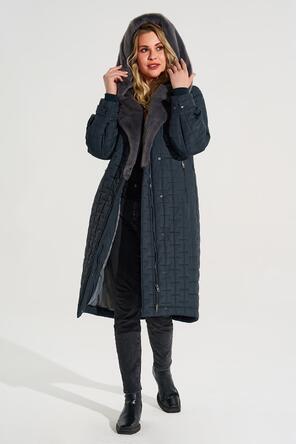 Пальто зимнее с капюшоном от D'imma Fashion цвет темный серо-синий, вид 4