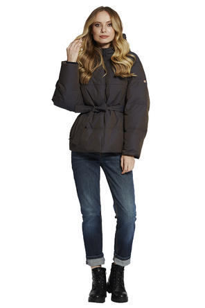 Зимняя куртка с капюшоном Димма артикул 2114 цвет коричневый вид 1