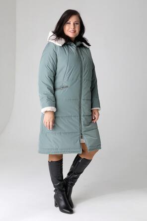 Зимнее пальто DW-23421 Dizzyway, цвет серо-зеленый, вид 1