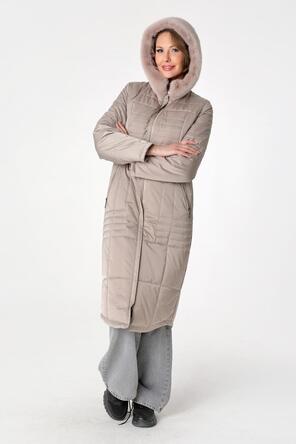 Женское зимнее пальто DW-23402, цвет тем. бежевый, фото 3