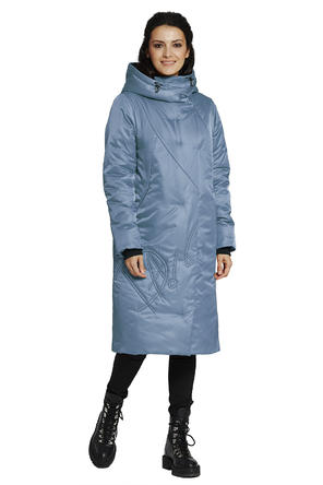 Зимнее пальто с капюшоном Димма артикул 2118 цвет голубой фото 1