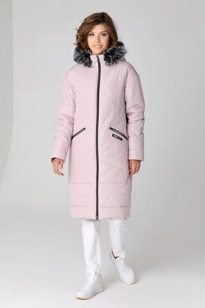 Зимнее пальто DW-23406, цвет серо-розовый, вид 1