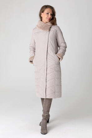Зимнее стеганое пальто DW-21407, цвет песочно-серый foto 1