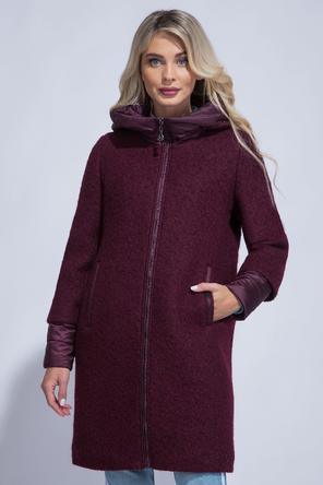 Женское бордовое пальто с капюшоном Electra Style
