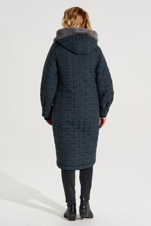 Пальто зимнее с капюшоном от D'imma Fashion цвет темный серо-синий, вид 3