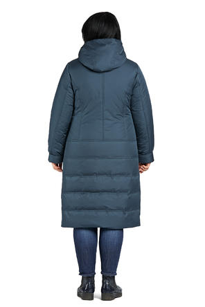 Зимнее пальто с капюшоном Димма артикул 2017 цвет сине-зеленый