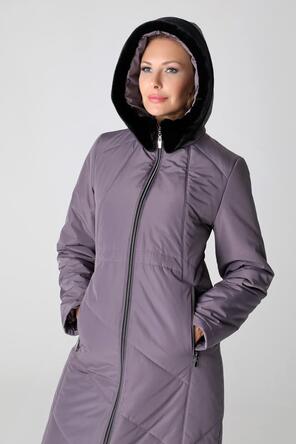 Зимнее пальто DW-23409, цвет серо-сиреневый, фото 3