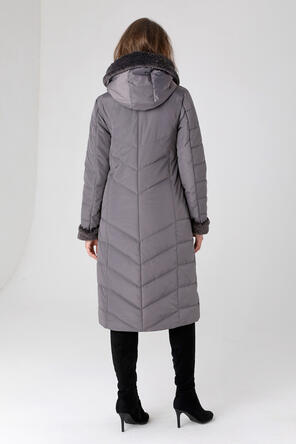 Зимнее стеганое пальто DW-21407, цвет темно серый foto 4