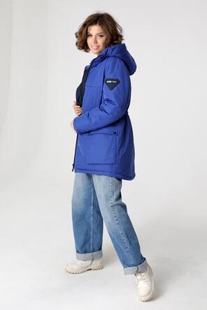 Зимняя женская куртка с капюшоном, цвет синий, фото 5