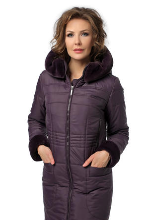 Зимнее стеганное пальто DW-20408, цвет баклажановый vid 3
