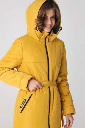 Зимнее женское пальто DW-23418, цвет горчичный, вид 4
