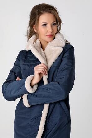 Женское стеганое пальто DW-23302, цвет темно-синий, фото 4