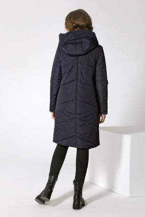 Длинное стеганое пальто DW-22412 на зиму, цвет темно-синий, фото 3
