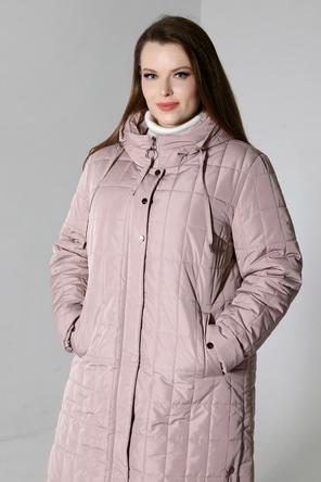 Длинное зимнее пальто DW-22419, цвет серо-розовый vid 3