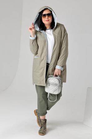 Женская куртка plus size DW-23129, цвет оливковый, фото 4