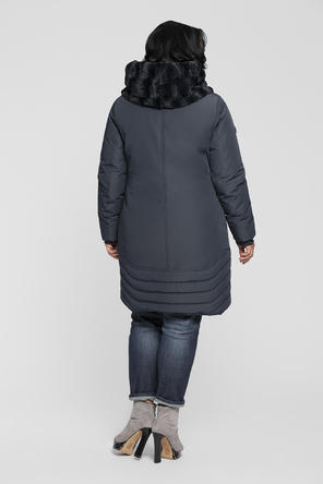 Зимнее пальто с капюшоном Димма артикул 1904 цвет темно синий